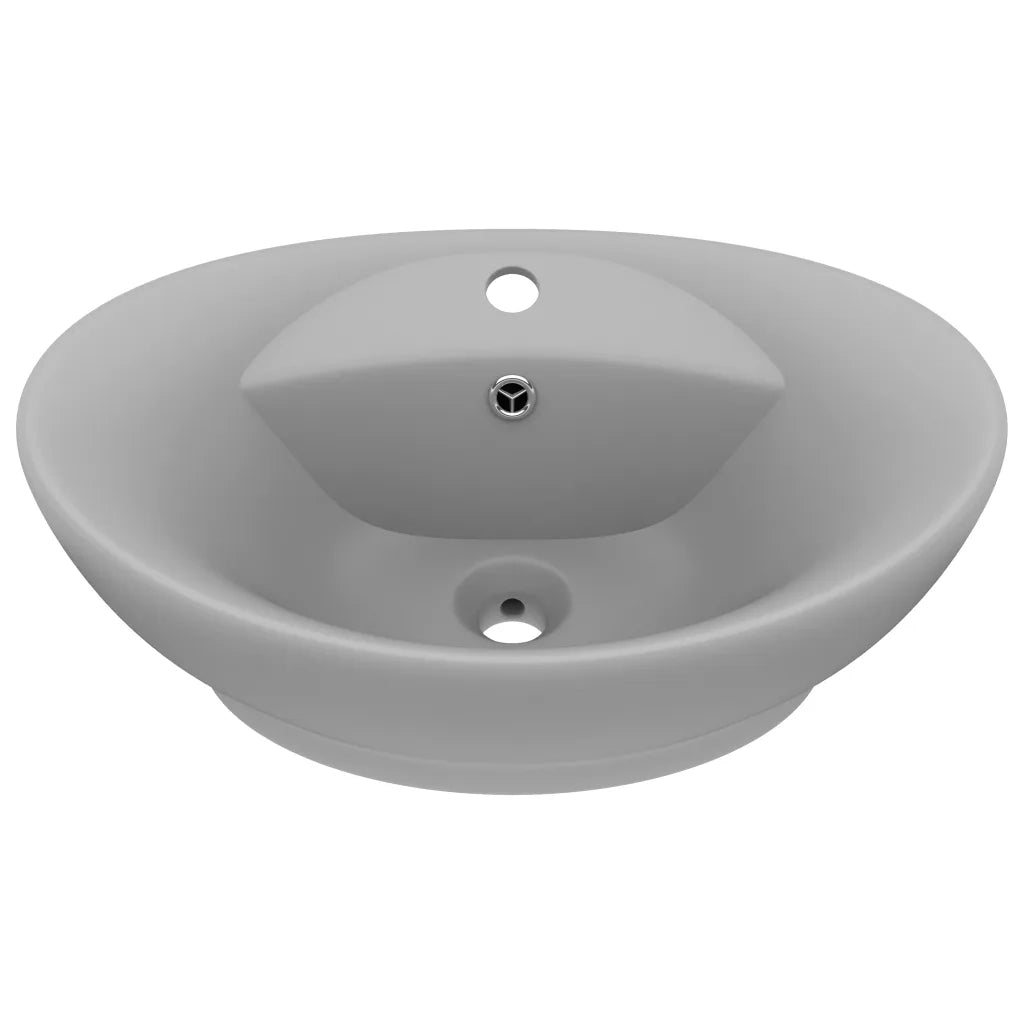 Lavabo-Lavandino con Troppopieno Ovale Turchese Grigio 58,5x39 cm Ceramica