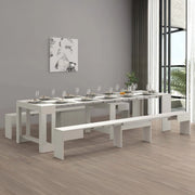 Set tavolo e sedie Auditore, Composizione multiuso, Set con consolle e 2 panche allungabili, 100% Made in Italy, 66x25h45 cm, Bianco