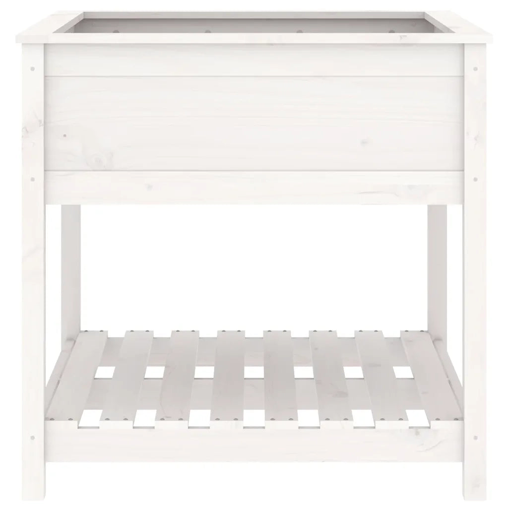 Fioriera con Mensola Bianca 82,5x82,5x81 cm Legno Massello Pino 823795