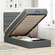 vidaXL Pouf Letto con Materasso Grigio Scuro 90x200 cm in Tessuto