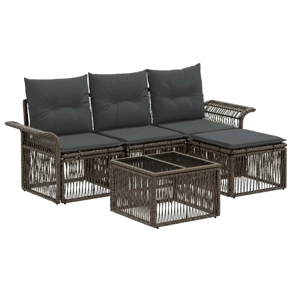 Set Divano da Giardino 5 pcs Grigio polyrattan