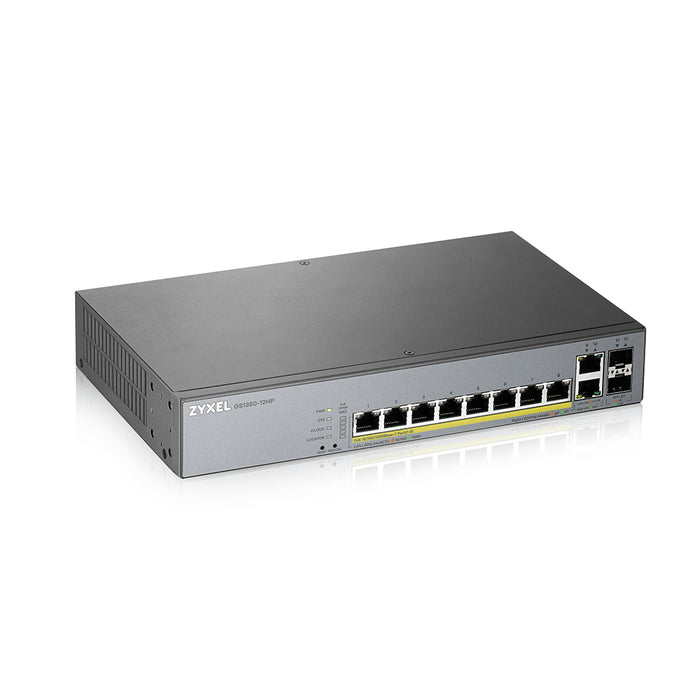 Zyxel gs1350-12hp-eu0101f switch di rete gestito l2 gigabit ethernet (10/100/1000) supporto power over ethernet (poe) grigio