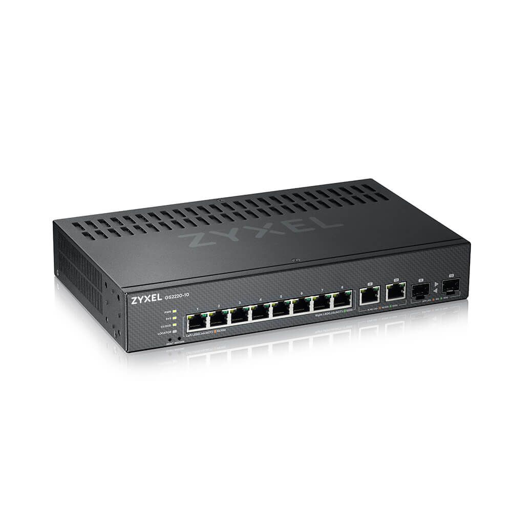 Zyxel gs2220-10-eu0101f switch di rete gestito l2 gigabit ethernet (10/100/1000) nero