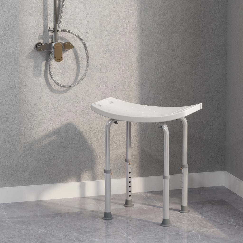 Sgabello da Doccia Regolabile in Altezza ¨C Zephmum ¨C Bianco Antiscivolo HDPE