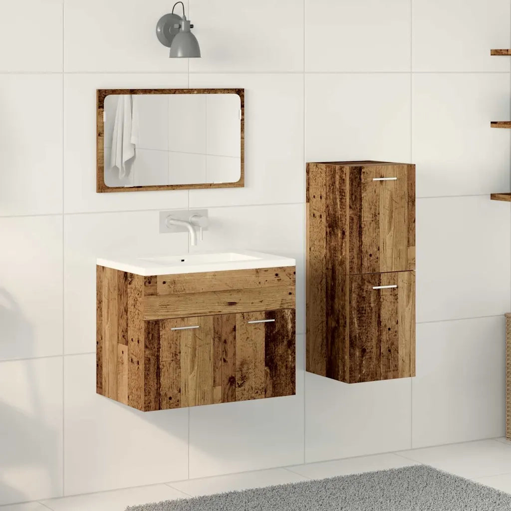 Set di mobili per il bagno con porta 3 pcs Legno vecchio 3332497