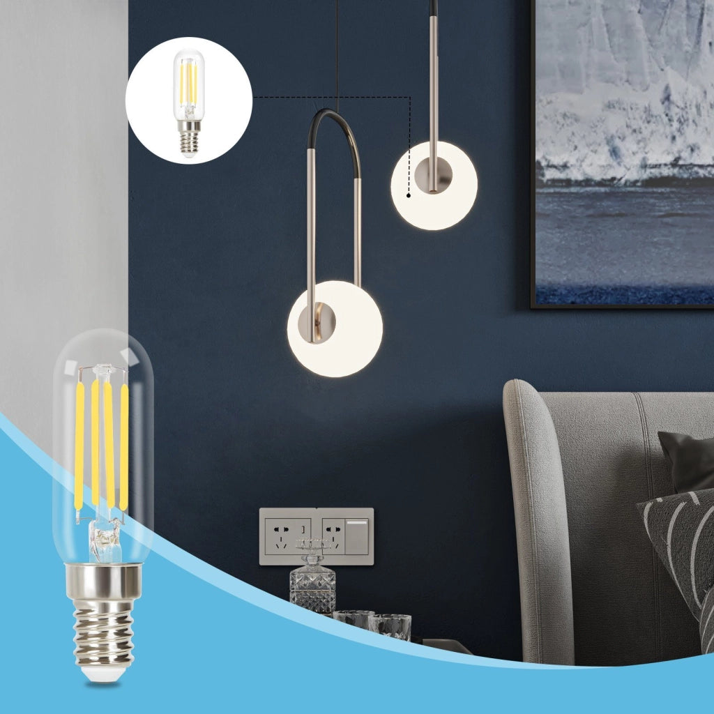 ZMH Confezione da 4 Lampadine LED E14 Vintage Bianco Freddo T25 4W 6000K Lampadine a Risparmio Energetico Stile Edison