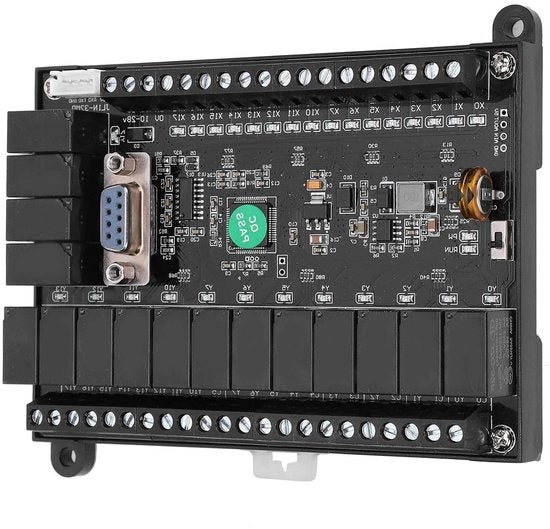 Kit di controllo PLC con controller logico programmabile, scheda di controllo, modulo di ritardo a relè e regolatore analogico FX1N-32MR, alimentazione DC 10-28V.