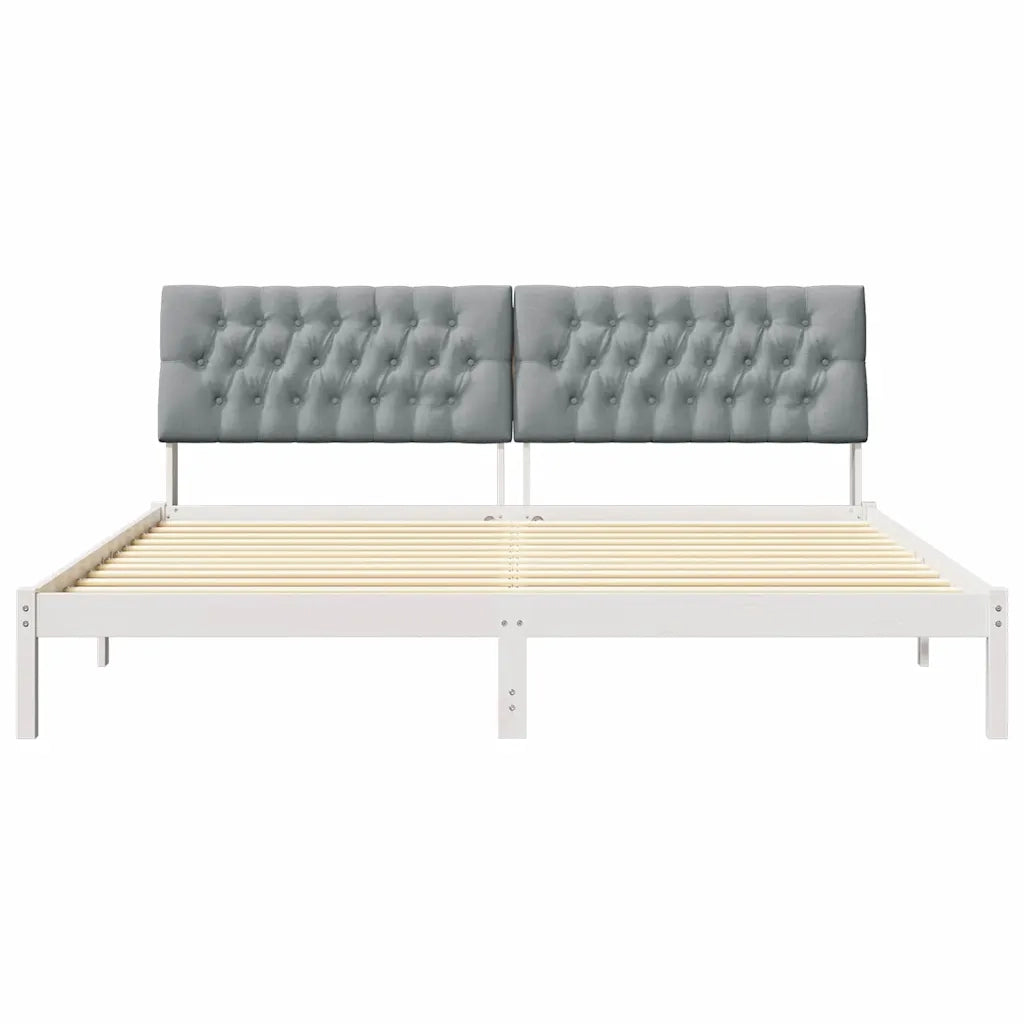 Letto con Testiera Rivestita-Struttura Letto con Testiera Bianco 200 x 200 cm