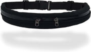 Cintura elastica regolabile con tasche doppia - Grande capacità borsa per allenamento, bicicletta e passeggiate - Nero