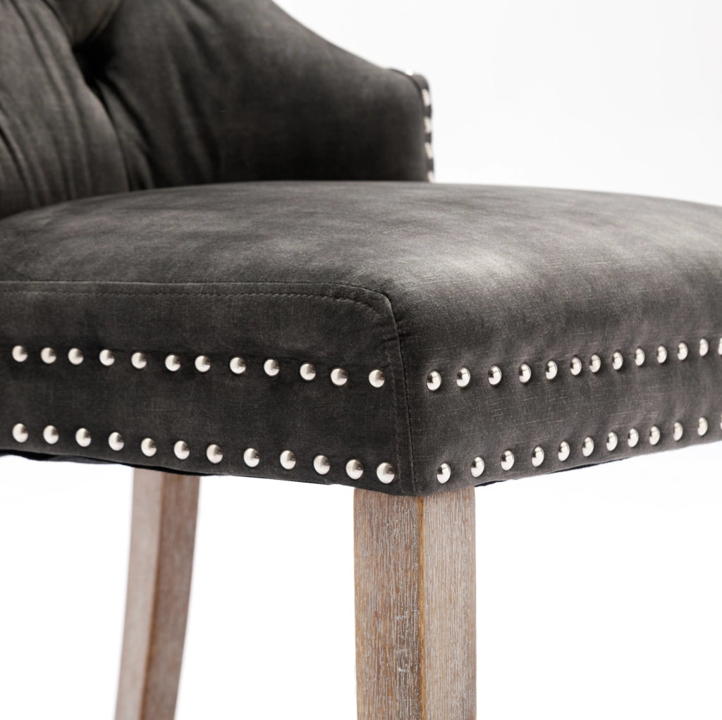 Sedia imbottita 53.5x61x95 cm con gambe regolabili; velluto; legno; grigio