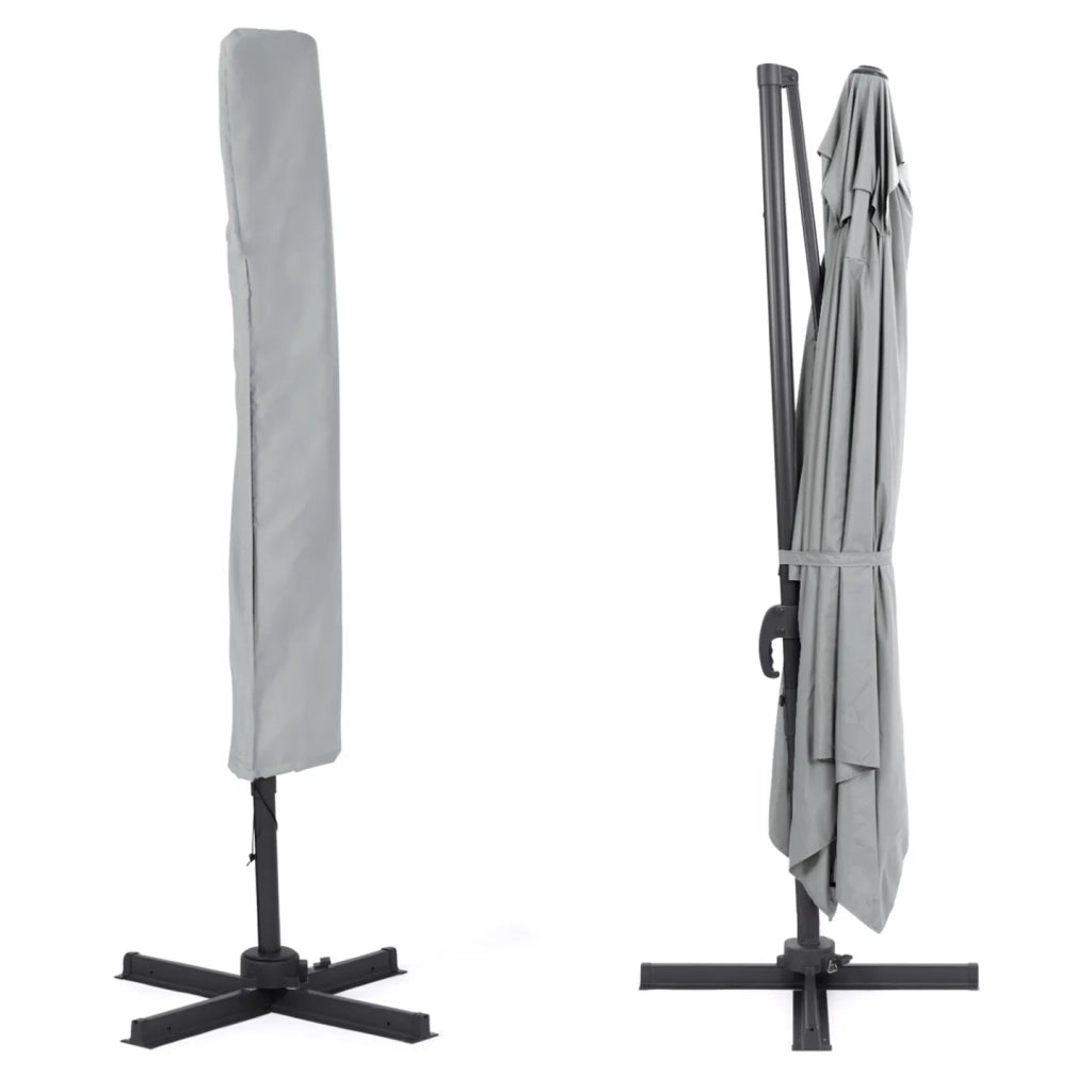 IDMarket - Ombrellone CALVI inclinabile a 360°, grigio chiaro 3x4 M con copertura