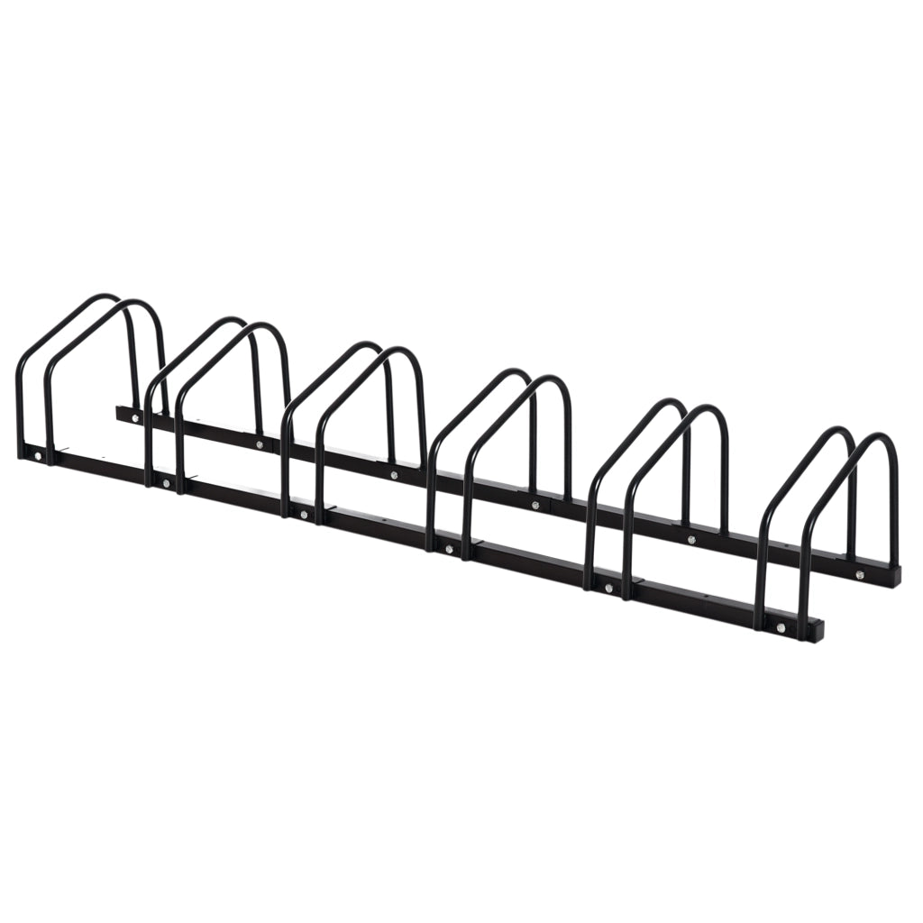 Parcheggio Biciclette 6 Posti ¨C zephmum ¨C Acero 179x33x27 cm Nero