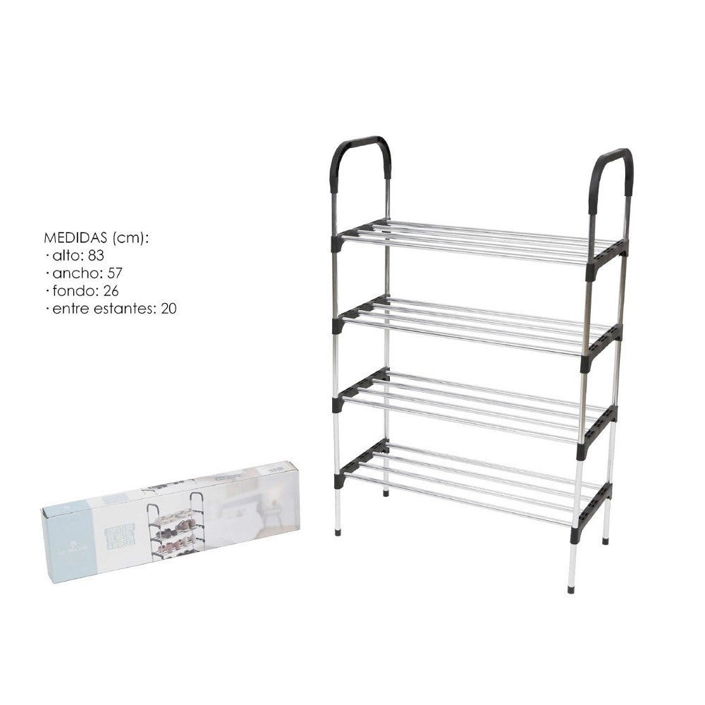 Trade Shop - Scarpiera In Metallo Plastica 4 Livelli 57x26x83cm Salvaspazio Porta Scarpe Casa -