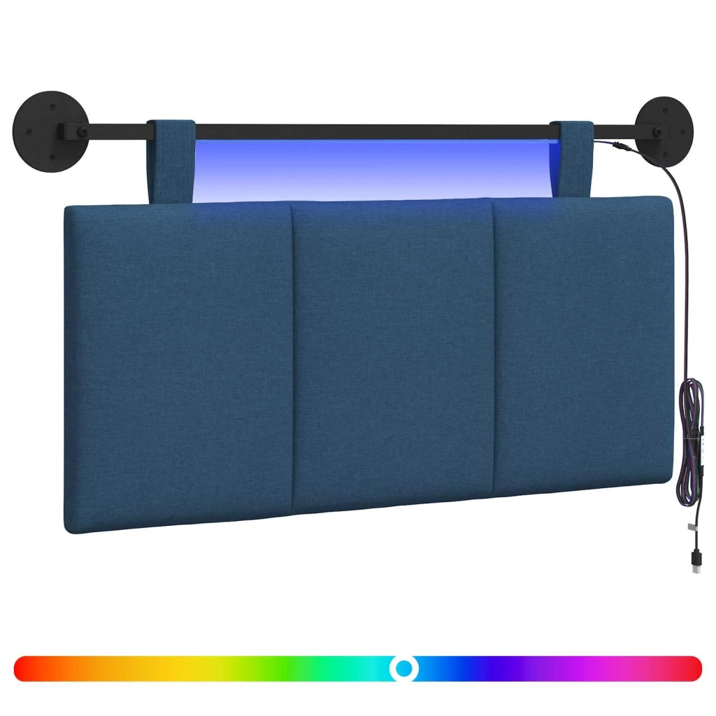 Testiera sospesa Con luce LED Blu Tessuto