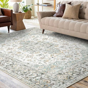 Veloce Asciugabile Tappeto da Soggiorno e Camera da Letto 200x300 cm - Tappeto Zaffo Vintage/Boho con Antiscivolo - Beige