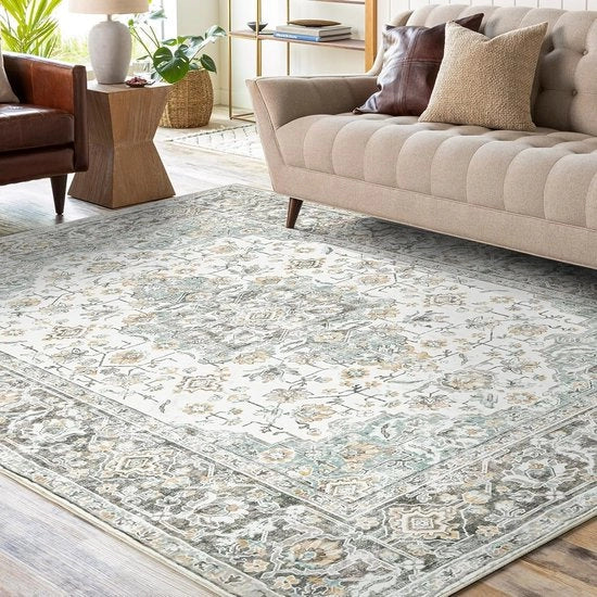 Veloce Asciugabile Tappeto da Soggiorno e Camera da Letto 200x300 cm - Tappeto Zaffo Vintage/Boho con Antiscivolo - Beige