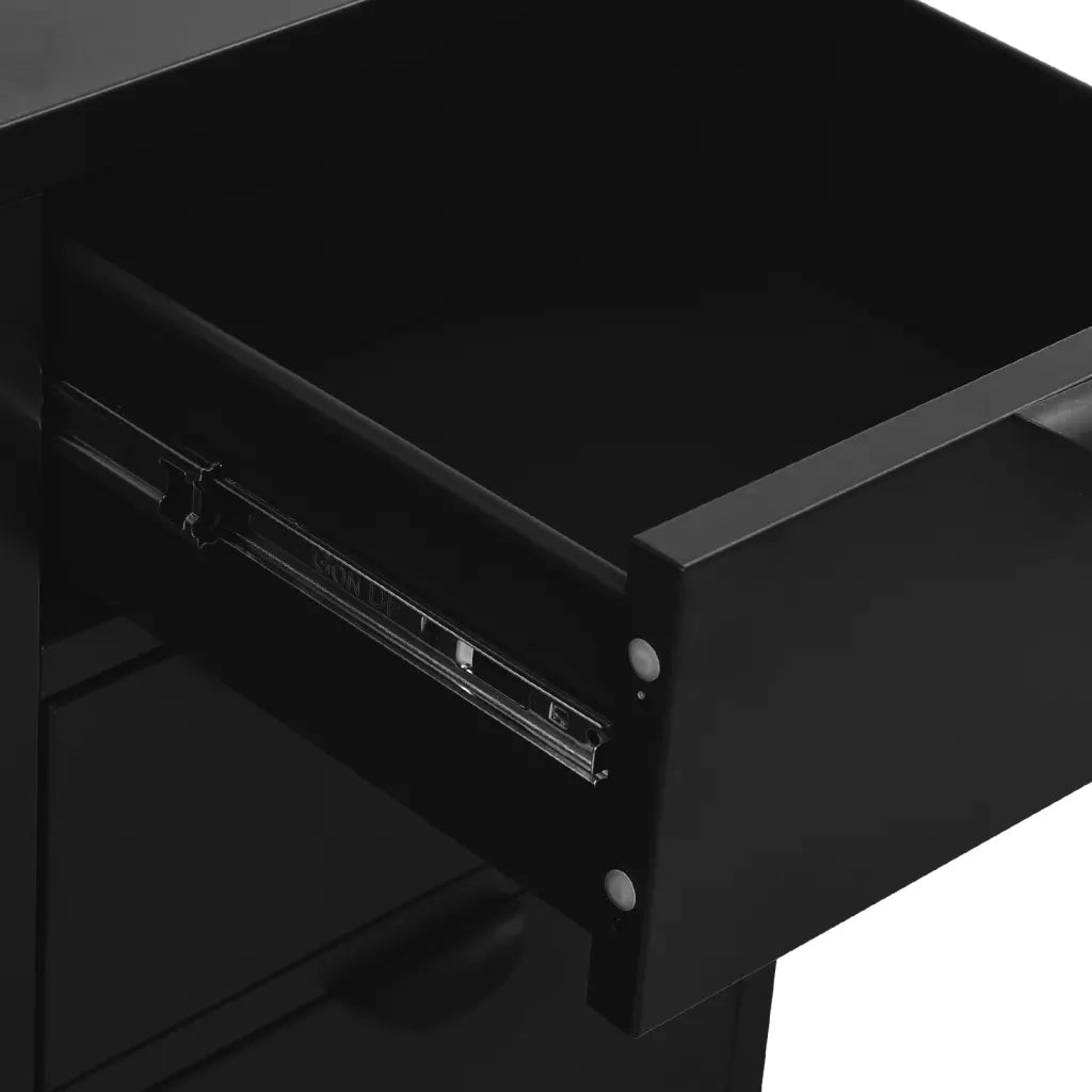 Credenza Nera 75x35x70 cm in Acciaio e Vetro Temperato cod mxl 66190