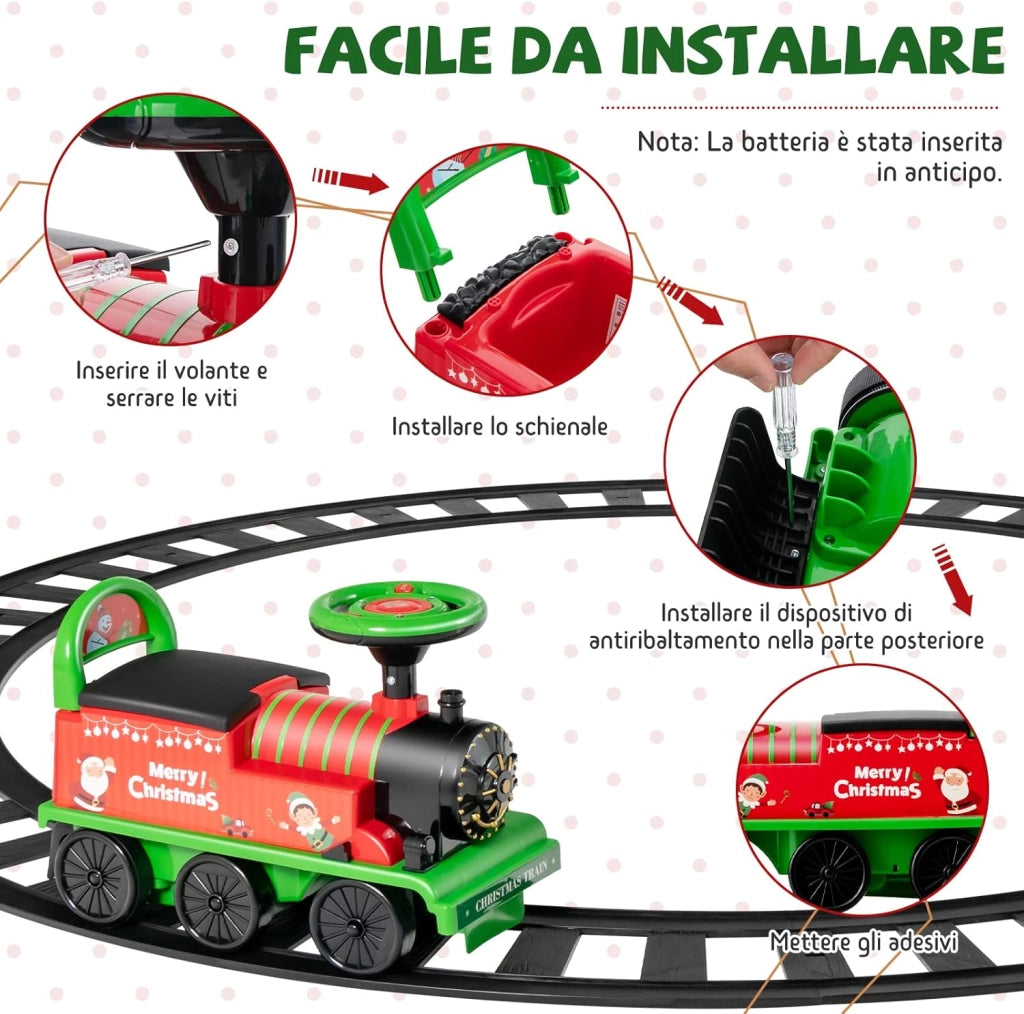 Trenino Elettrico per Bambini, Treno Giocattolo con 16 Pezzi di Binari, con Luci e Suoni, Scatola di Stoccaggio, Regalo per Bambini Anni 3+ (Verde)