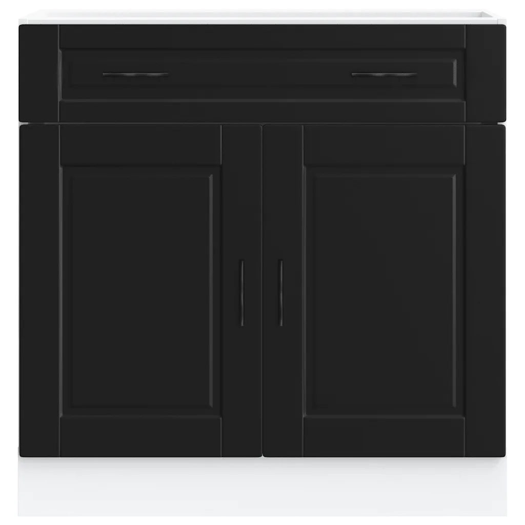Mobile da cucina moderno con pratico spazio contenitivo design nero 80 x 46 x 81,5 cm realizzato in legno composito nero 02_0050283