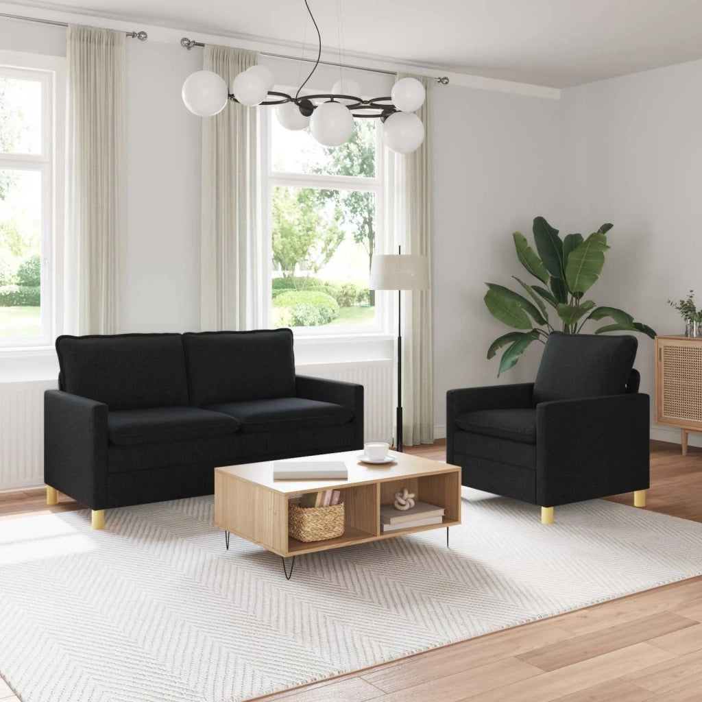 Set di divani 2 pz Nero Tessuto 3417061
