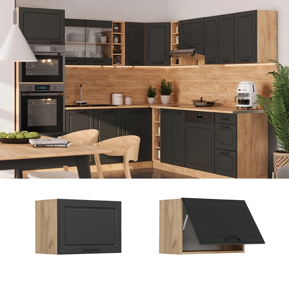 Pensile da cucina R-Line Antracite rustico/Rovere dorato 60 cm Piatto Vicco