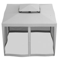 Gazebo da Giardino 3x3 m con Zanzariera Doppio Tetto e 8 Fori in Acciaio e Poliestere Grigio