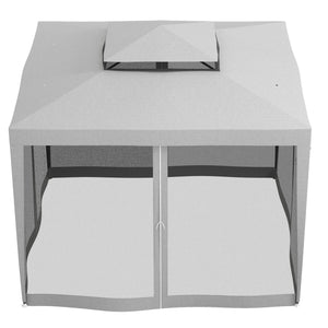 Gazebo da Giardino 3x3 m con Zanzariera Doppio Tetto e 8 Fori in Acciaio e Poliestere Grigio