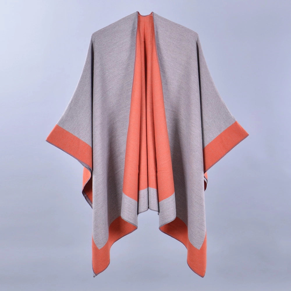 Nuova sciarpa da donna, scialle, mantella alla moda in cashmere tinta unita con spacco