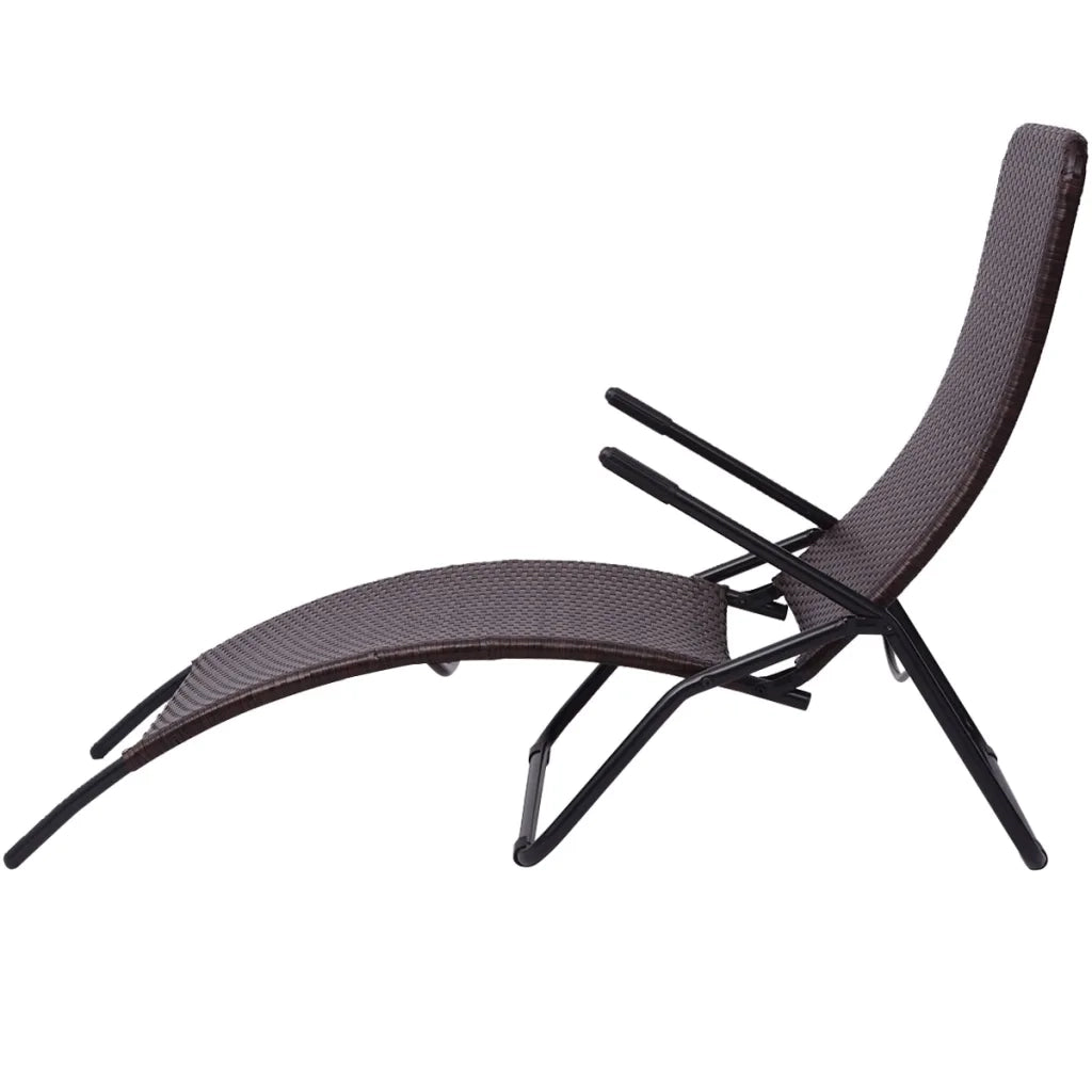 Lettino Prendisole | Sdraio da giardino | Lettino da sole Pieghevole in Polyrattan Marrone