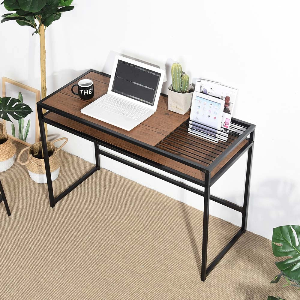 Scrivania Tavolo Consolle PC Legno e Metallo con Portadocumenti Casa Ufficio