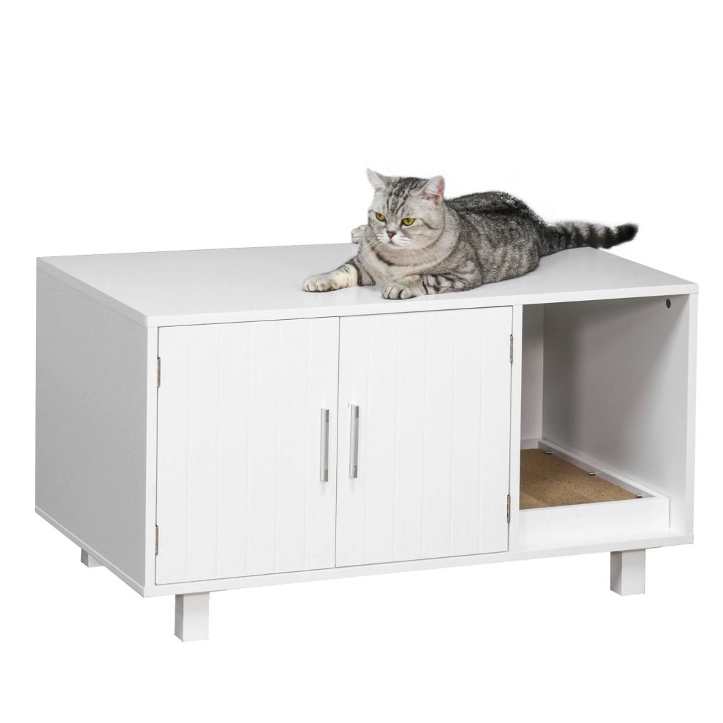 Mobile per Lettiera Gatti in Legno con 2 Ante ¨C Zephmum ¨C Bianco