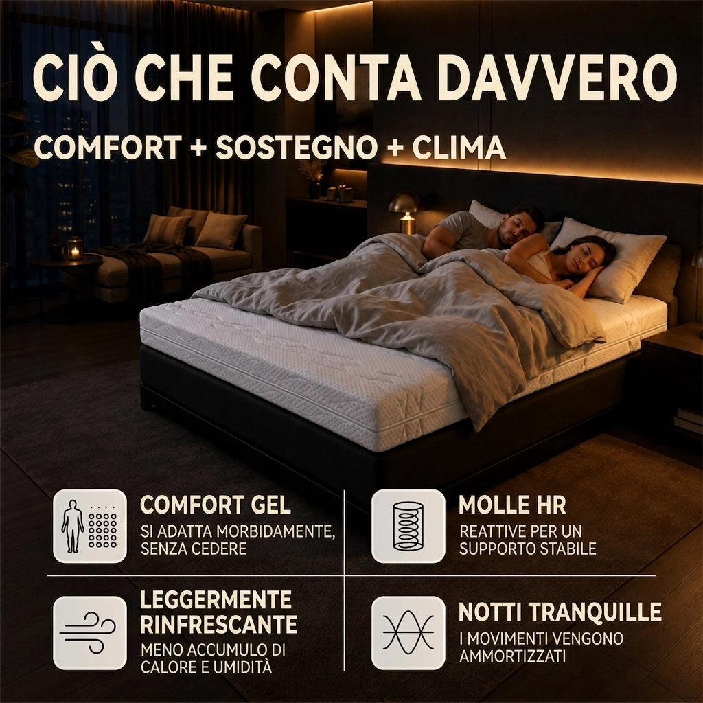 Materasso a Molle Insacchettate 140x200 cm Ergonomico 7 Zone; Altezza 20 cm; Schiuma e Molle; Bianco e Grigio