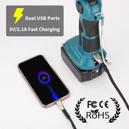 Luci di lavoro LED da 2000LM per batteria LXT da 18V - Torcia per campeggio riparazione auto - Illuminazione di emergenza per cantiere di lavoro