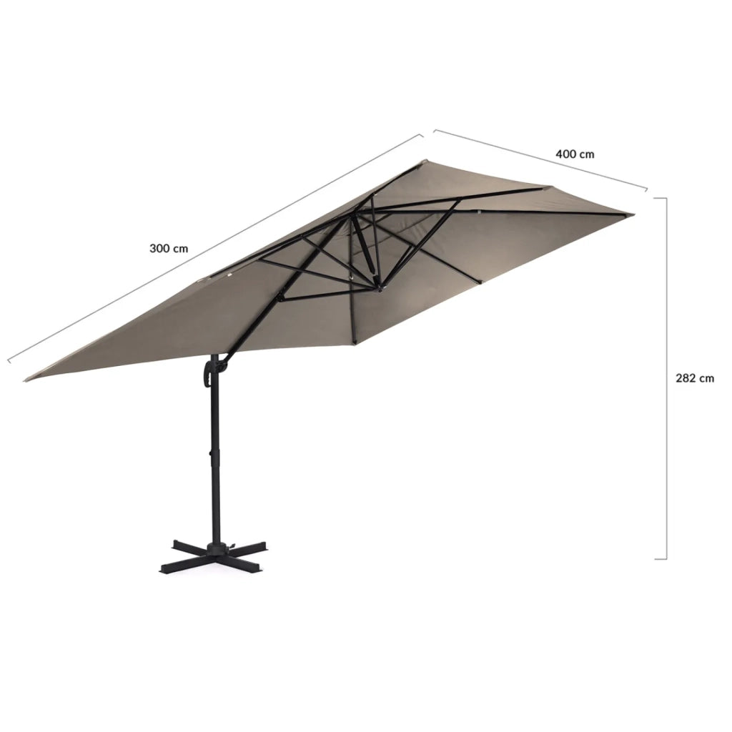 IDMarket - CALVI taupe 3x4 M ombrellone sfalsato a 360° con copertura