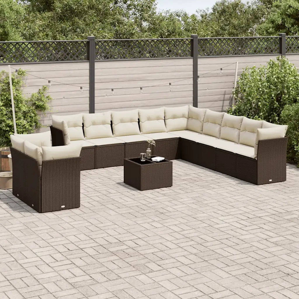 Set Divani da Giardino 12 pz con Cuscini Marrone in Polyrattan 3249732