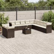 Set Divani da Giardino 12 pz con Cuscini Marrone in Polyrattan 3249732