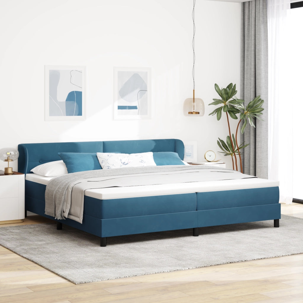 Letto Box Spring con Materasso Blu Scuro 200x200 cm Velluto