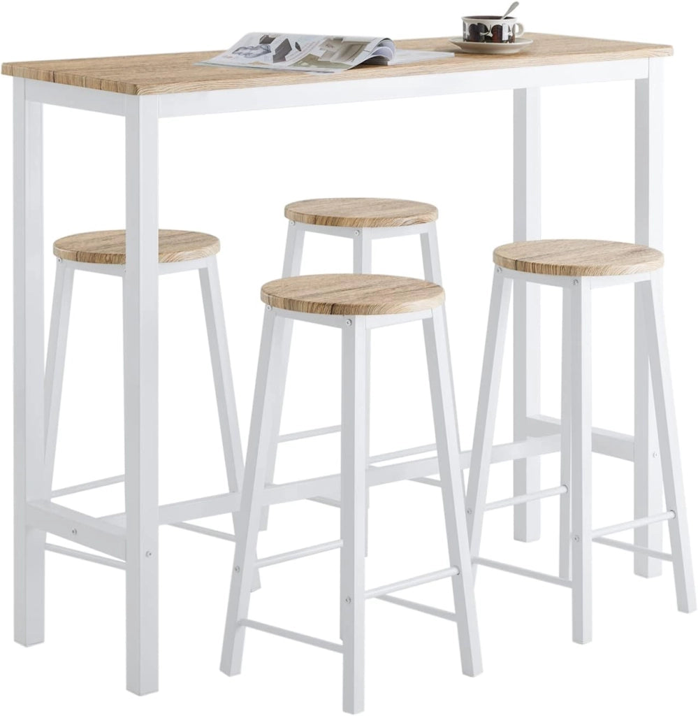 Set Tavolo da Bar Alto con 4 Sgabelli - Tavolo Salvaspazio per Cucina Piccola e Balcone, Stile Industriale Moderno - Tavolino Alto da Esterno per Giardino o Terrazzo Nero OGT22-SCH