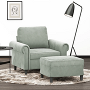 Poltrona con Poggiapiedi Grigio Chiaro 60 cm in Velluto