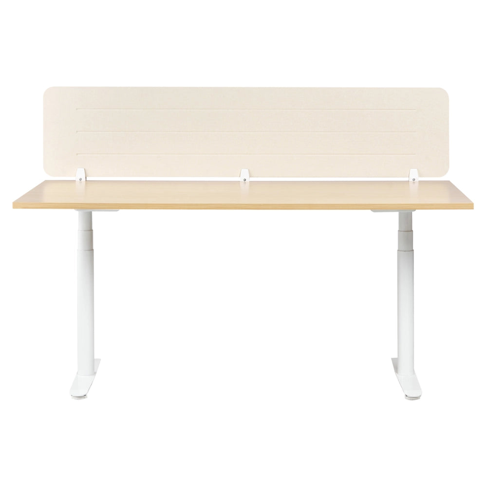 Pannello divisorio Beige Chiaro Copertura in tessuto 180 x 40 cm Schermo acustico Morsetti di montaggio modulari Casa Ufficio