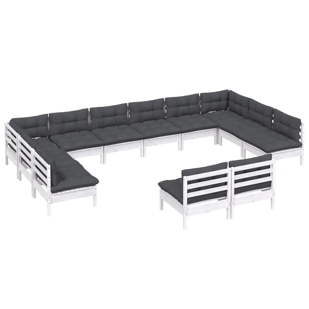 Set Divani da Giardino 12 pz con Cuscini Bianchi Legno di Pino cod mxl 72459