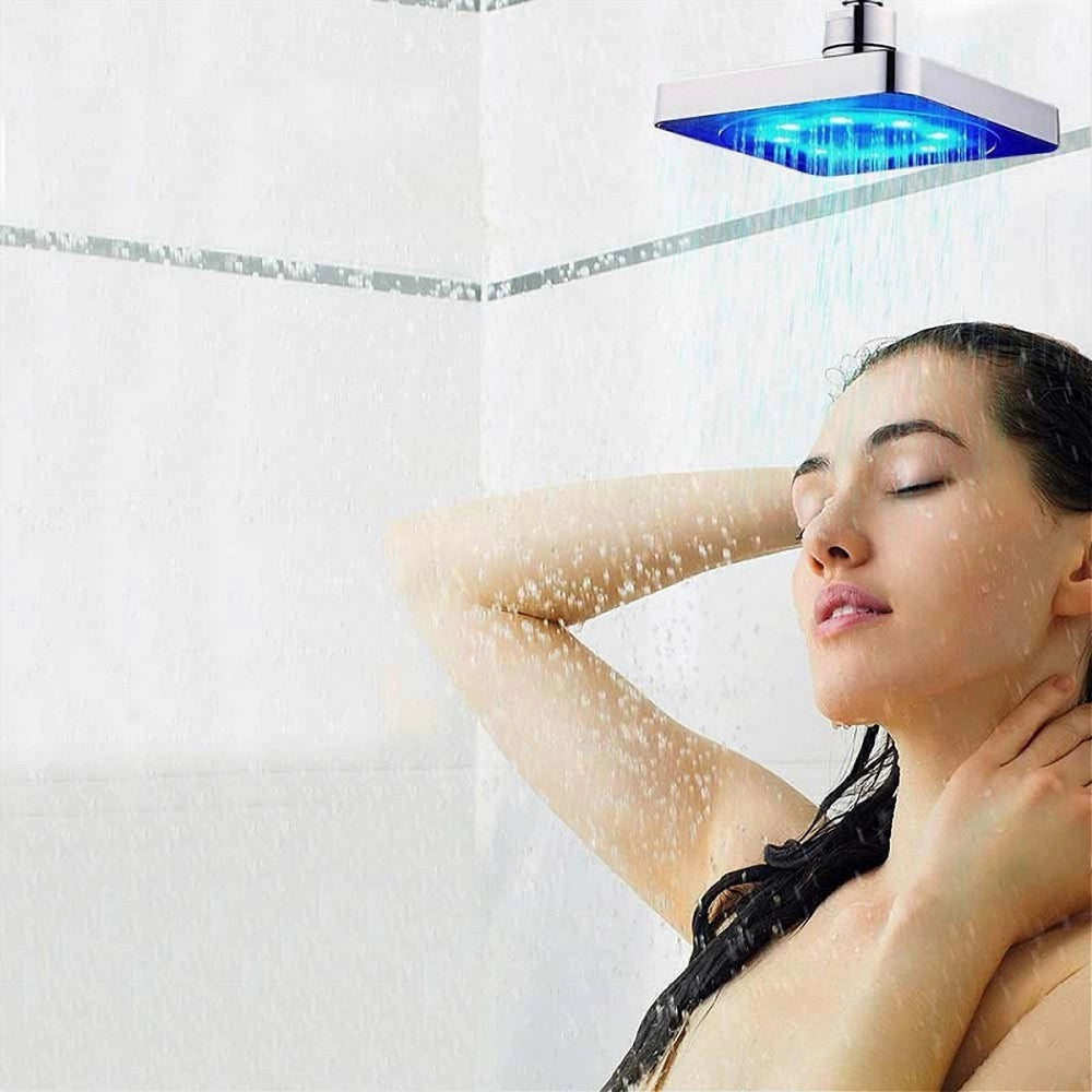 Trade Shop - Soffione Doccia Quadrato 20cm A Led Rgb Bagno Miscelatore 79905 Per Cromoterapia -