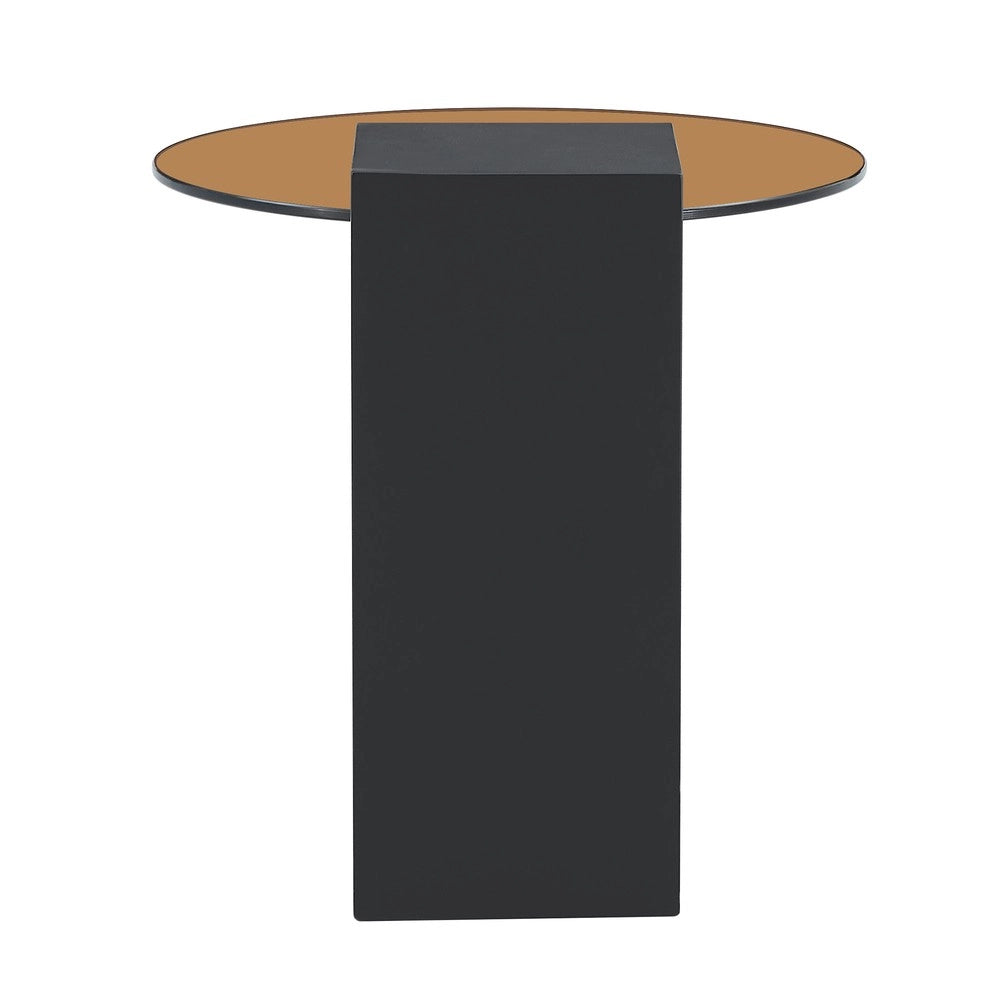 Tavolino da Caff¨¨ Rotondo con 2 Livelli ¨C MINIMAL ¨C Vetro Trasparente e Gambe MDF Nero