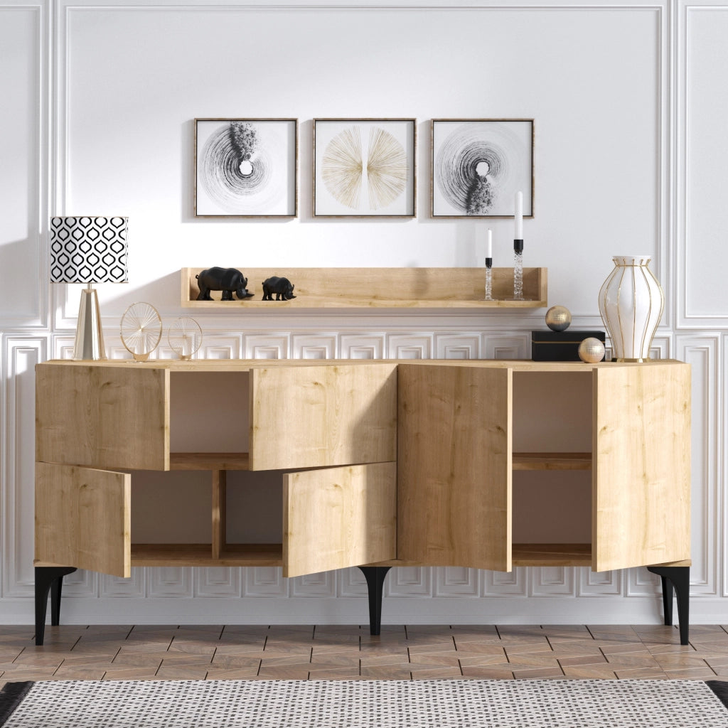 Credenza in legno "Stella" - 180 x 40 x 55 cm - Rovere Zaffiro