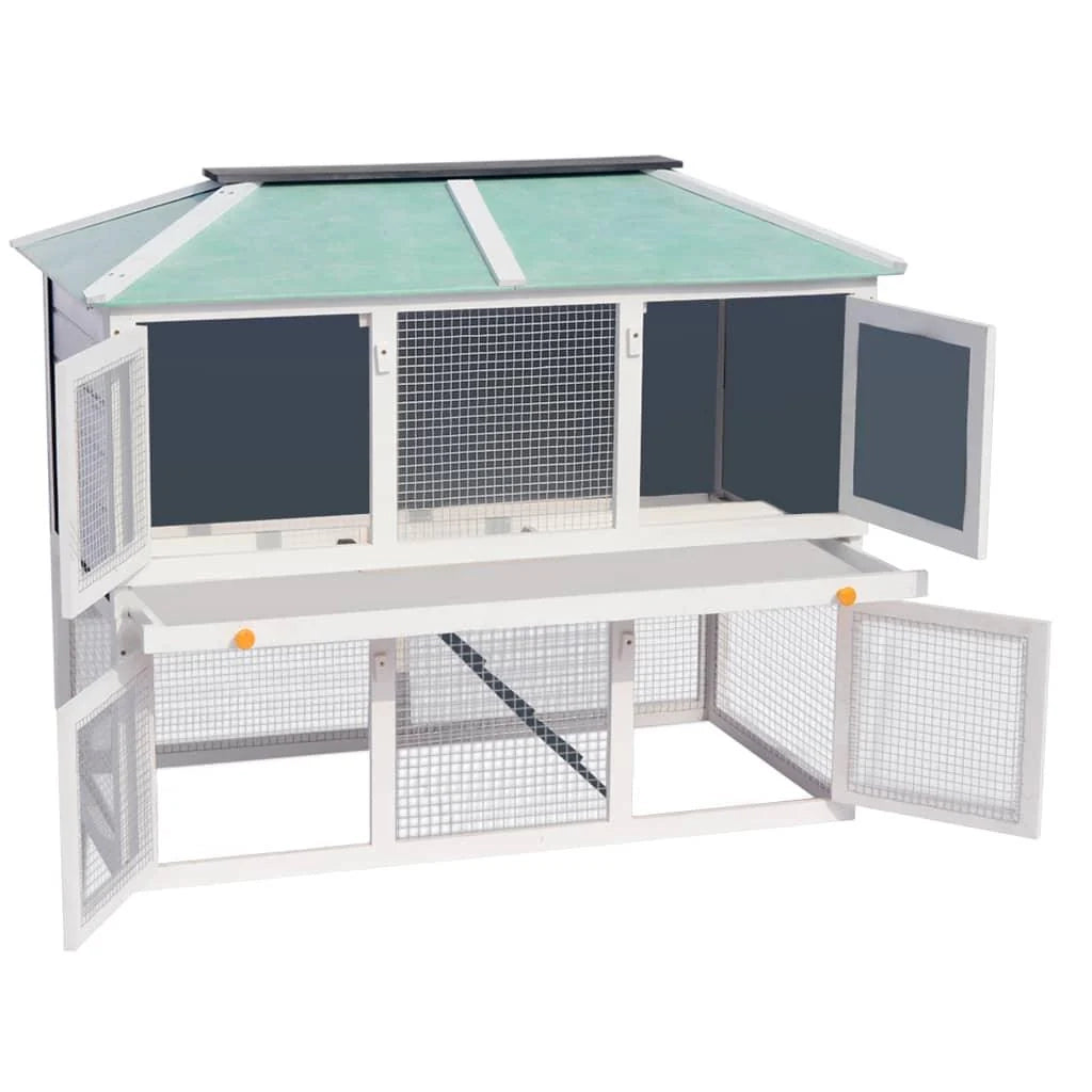 Gabbia doppia per animali domestici 130 x 68 x 105 cm verde e bianco legno 02_0000571