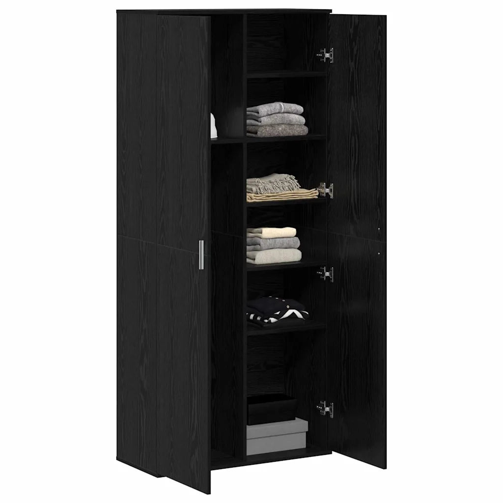 Highboard Rovere nero 80 x 35 x 180 cm Legno multistrato 3365563