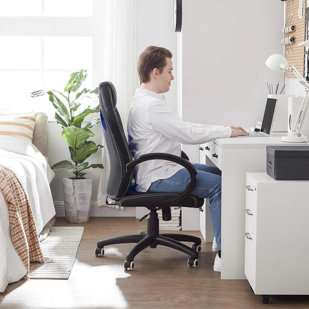 Poltrona Girevole Sedia Direzionale Ergonomica da Ufficio Studio Regolabile con Rotelle OBG56L