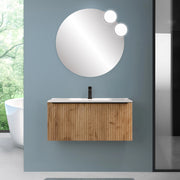 Mobile bagno sospeso 100 cm rovere africa cannettato con cassetto e lavabo Nara