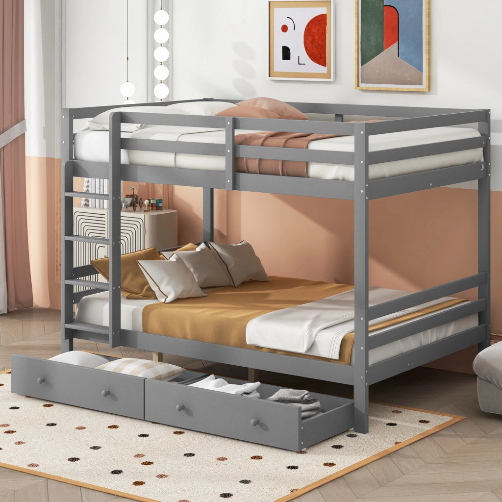 Letto a castello funzione contenitore pino grigio 140x200 cm