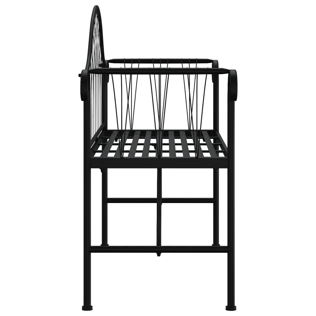 Panca da Giardino a 2 Posti 128 cm Nera in Acciaio 318828